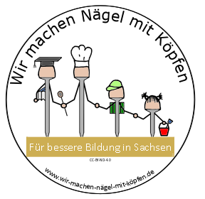 Logo N�gel mit K�pfen - Familie mit zwei Kindern